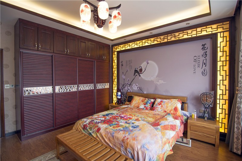 南湖国际社区-三居室115平-中式风格