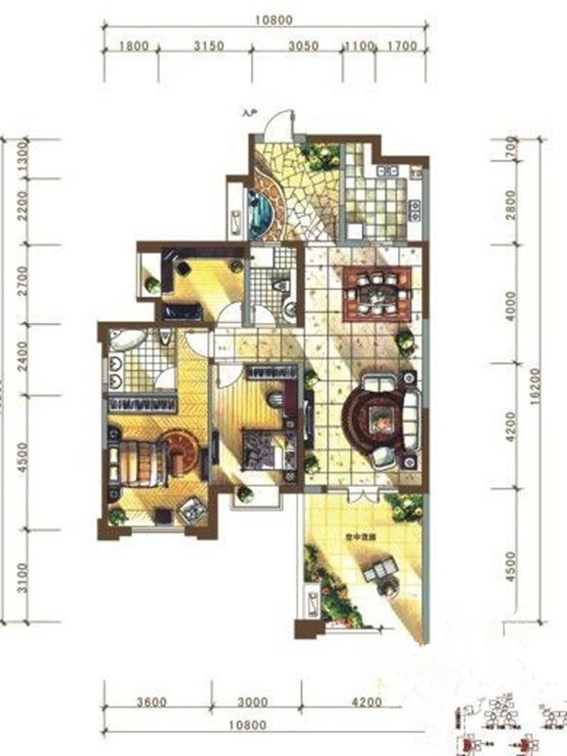 南湖国际社区-三居室124平-法式风格