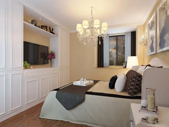 电视墙的设计采用正面墙的柜体,将电视位嵌入其中,增加空间的储物功能