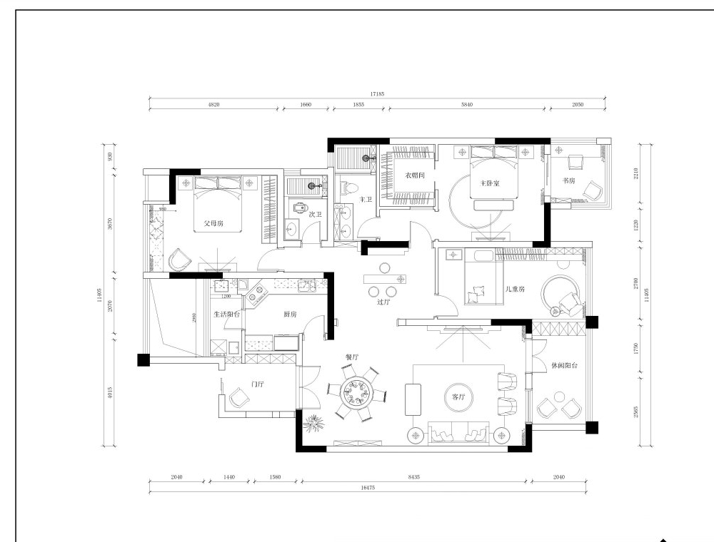 金沙西园——四居室欧式风格装修效果图