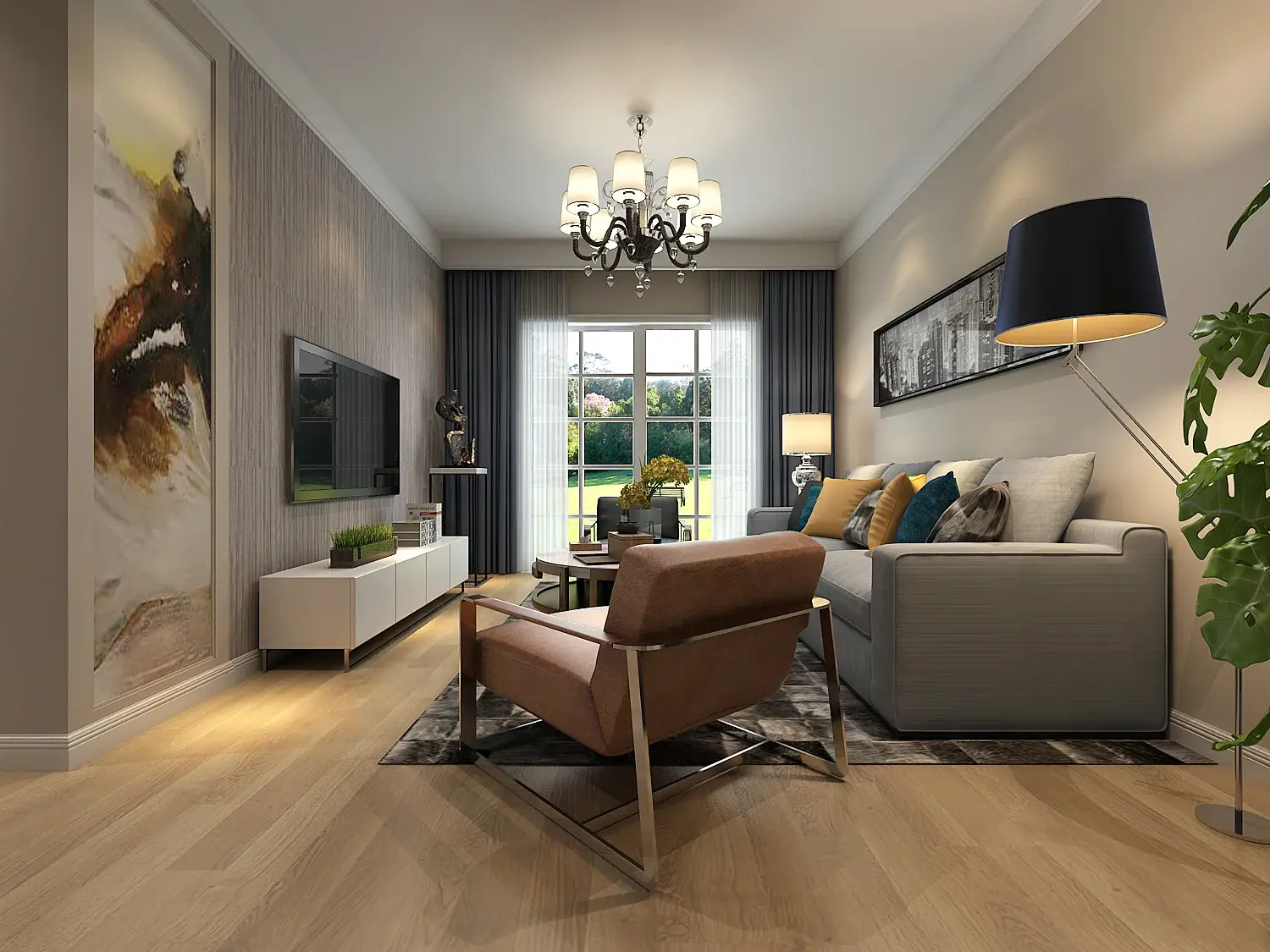 高速时代城87.64平方现代简约风格效果图