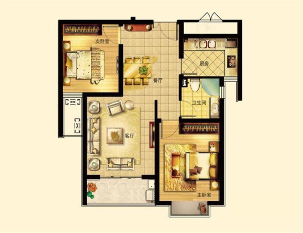 2室2厅80平米美式风格