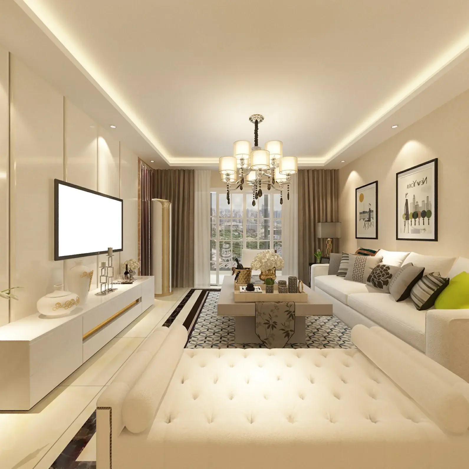 该户型空间划分合理,采光面积较大,南北通透.