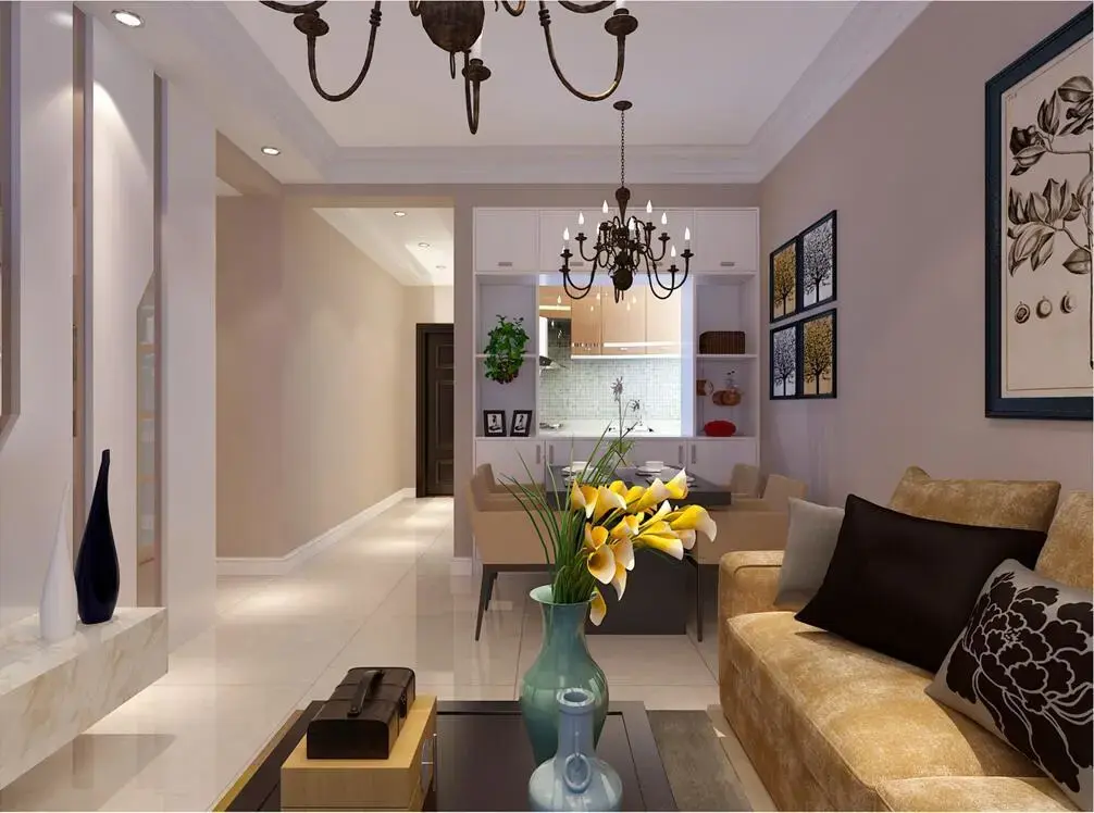 保利梧桐语75平两居室现代简约风格装修效果图