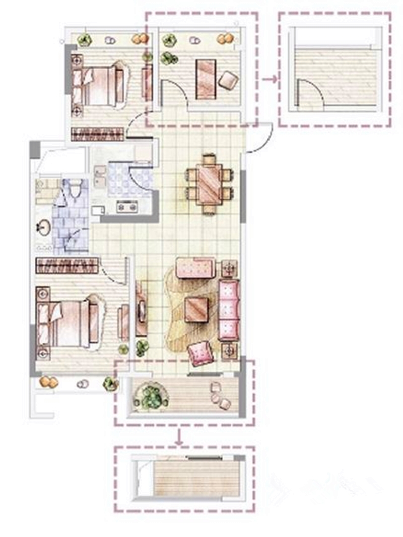 金地格林格林-中式风格-87平三居室