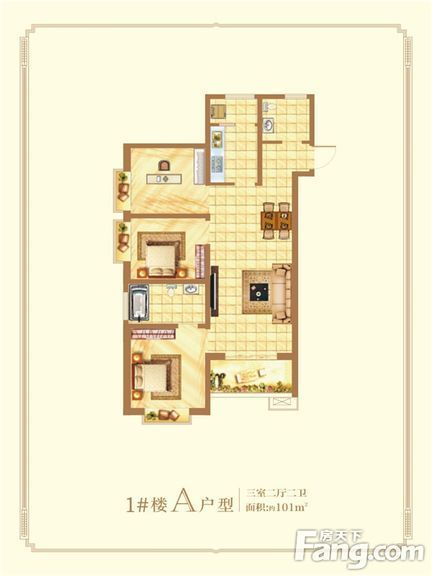 锦园·曲江龙邸101平简美风格三居室装修案例
