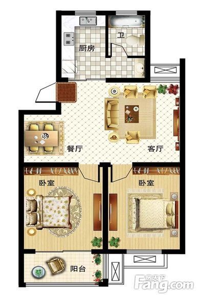 双富嘉园-二居室-81.00平米-装修设计