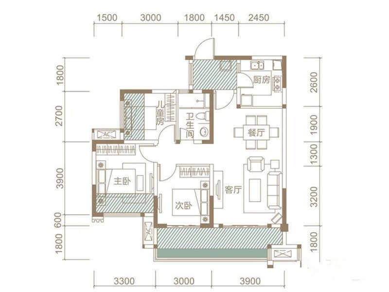 凯德世纪名邸-三居室93平-中式风格