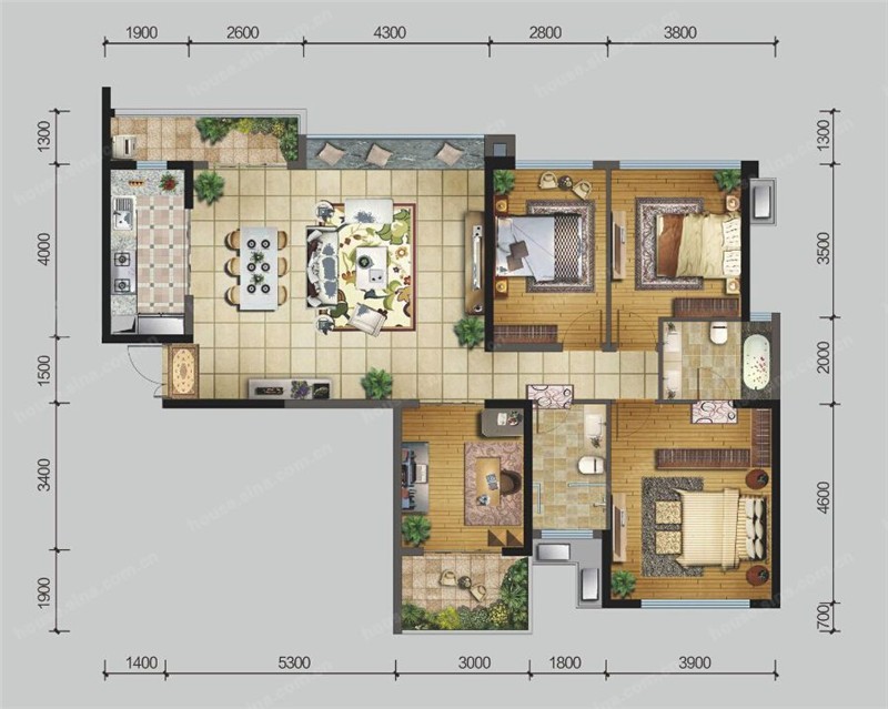 建发鹭州国际-四居室129平-欧式风格