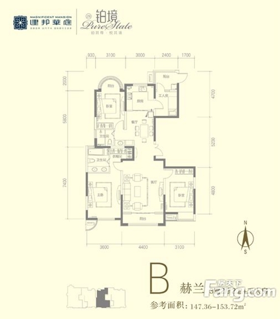 建邦华庭153.72平—三居室—东南亚风格